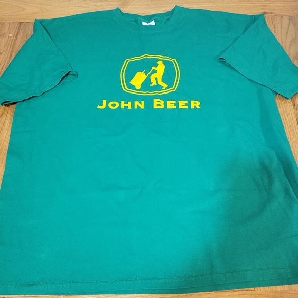 NWOT John Beer men's XXL green and yellow t-shirt funny - Picture 1 of 7